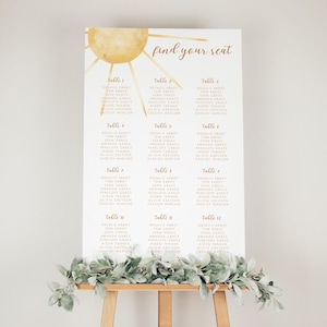 Sonnenschein Sitzplan Schild Vorlage, Sommer-Babyparty, Tischnummer Schild, Babyparty-Dekor, Brautdusche Karte, Sun-Baby-Dusche