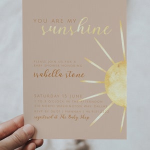 Sunshine Baby Shower Invitation Suite Template, You are my Sunshine Baby Shower, Printable Girl Baby Shower Invite, Summer Baby Shower image 5