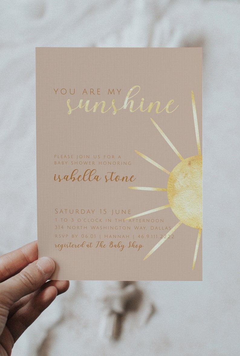 Sunshine Baby Shower Invitation Suite Template, You are my Sunshine Baby Shower, Printable Girl Baby Shower Invite, Summer Baby Shower image 5