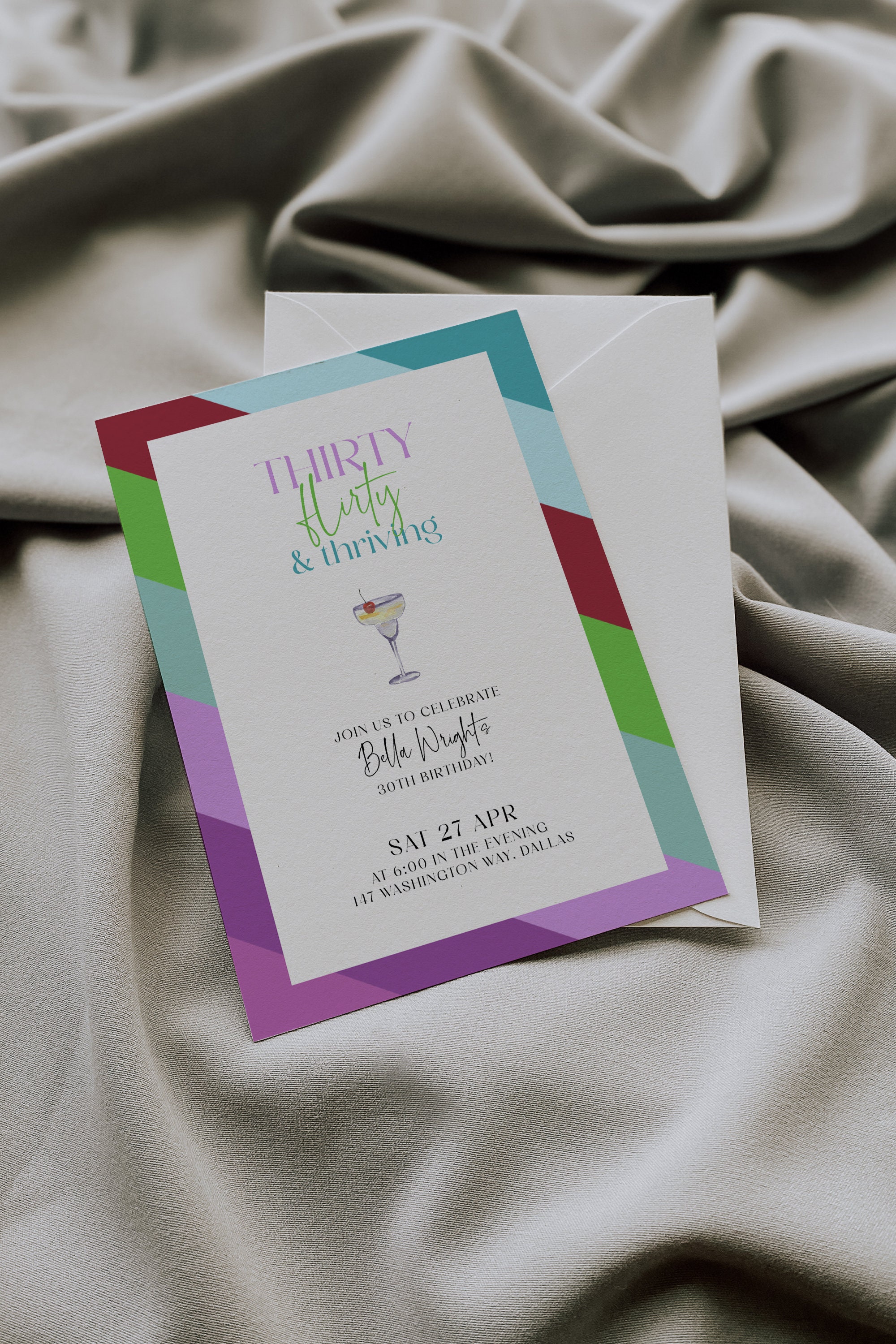 Thirty Flirty Thriving 30th Birthday Wine Bag - Funny 13 Going On 30 Linen Drawstring Bag