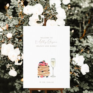Brunch Welcome Sign Template, Bridal Brunch Welcome Sign, Breakfast Bridal Shower, Bridal Shower Poster, Brunch and Bubbly Easel Sign, B1 image 2