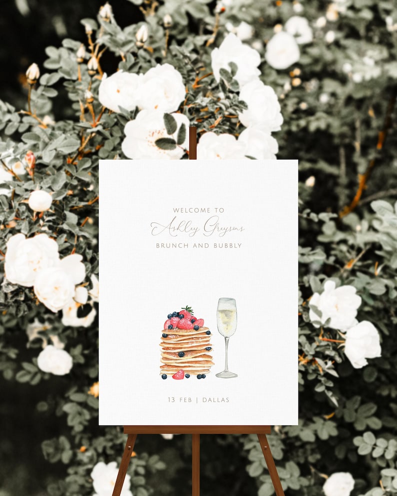 Brunch Welcome Sign Template, Bridal Brunch Welcome Sign, Breakfast Bridal Shower, Bridal Shower Poster, Brunch and Bubbly Easel Sign, B1 image 2