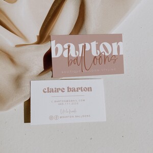 ARABELLA Retro Business Card Template, Dusty Rose Small Business, Editable Business Card, Business Card Design, Small Business Branding