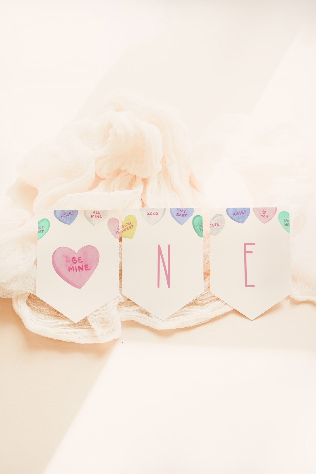 Sweetheart High Chair Banner Template, Valentine's First Birthday, High