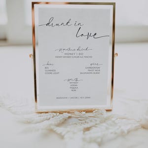 ARCHER Minimalist Drink Menu Template, Drunk in Love, Wedding Sign, Signature Drink Sign, Bar Menu, Printable Wedding Sign, Modern Wedding,