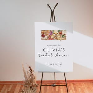 Charcuterie Welcome Sign Template, Bridal Shower Welcome Sign, Editable Baby Shower Sign, Welcome Easel Sign, Wine and Cheese Shower, C4