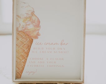 Ice Cream Bar Sign Template, Bridal Shower Sign, Ice Cream Station Sign, She's Been Scooped Up, Ice Cream Wedding Sign, Ice Cream Birthday