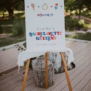 4th of July Bachelorette Welcome Sign Template, Red White and I Do, Summer Hen Party, Fourth of July Bachelorette Sign, Let Freedom Ring