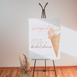 Ice Cream Welcome Sign Template, Bridal Shower Welcome Sign, Ice Cream Party Decor, Bridal Shower Poster, Birthday Easel Sign, Scooped Up