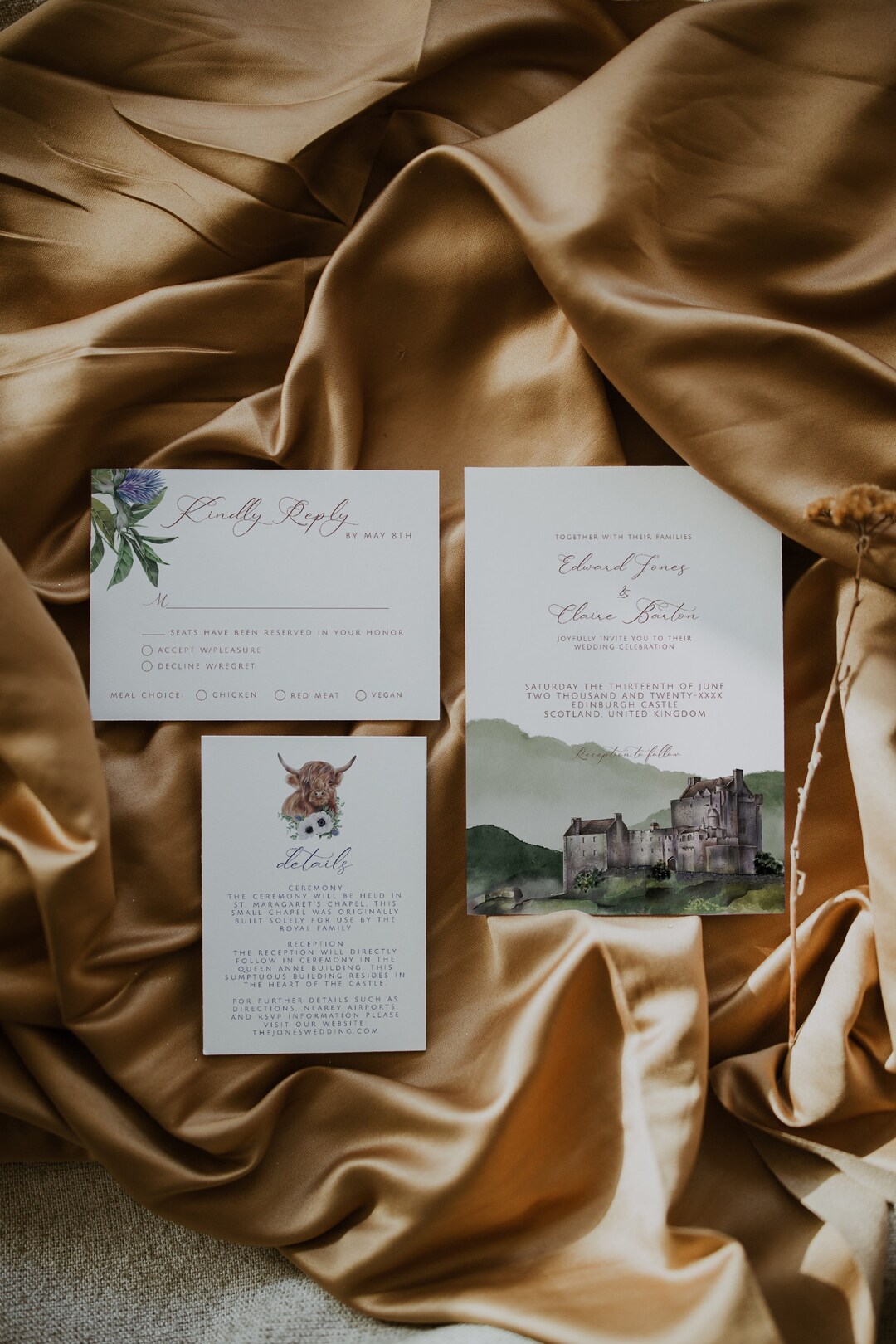 EDINBURGH Wedding Invitation Suite Template, Destination Wedding