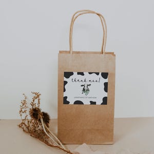 LEVI Cow Sticker Template, Holy Cow I&#39;m One, First Birthday Favor Bag, Gift Bag Label, Boy Birthday, 1st Birthday Sticker, Goodie Bag
