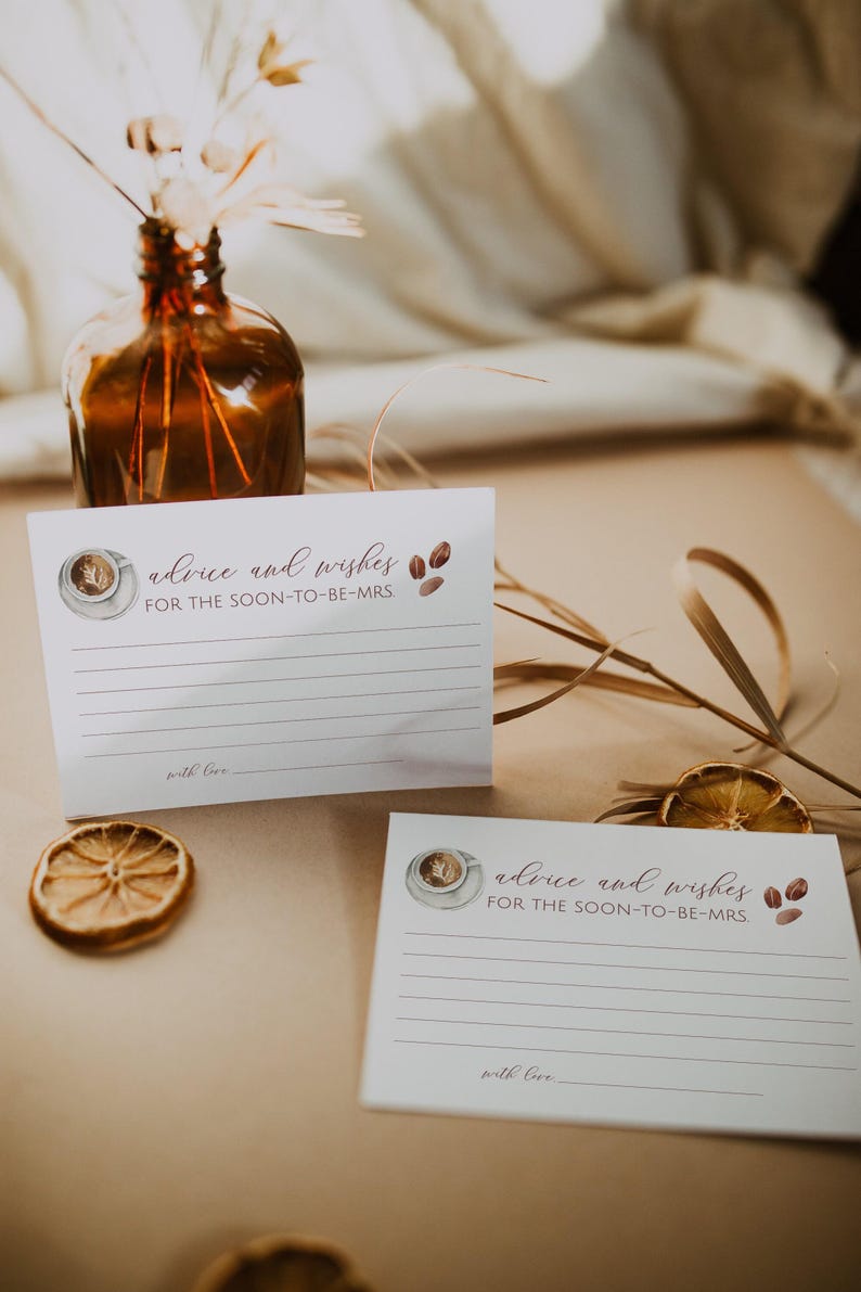 Love is Brewing Advice Card Template, Coffee Bridal Shower, Advice for the Bride-to-Be, Editable Shower Game, Bridal Brunch Download, B3 image 2