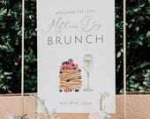 Mother's Day Welcome Sign Template, Mother's Day Brunch, Breakfast with Mom Poster, Brunch and Bubbly Easel Sign, Mother's Day Decor, B1