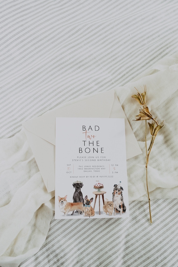 Dog 2nd Birthday Invitation Template Second Birthday Dog Etsy UK