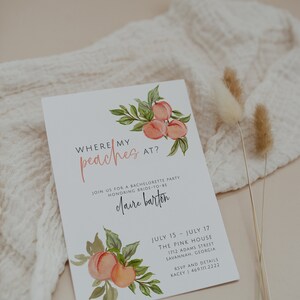 Peaches Bachelorette Invitation & Itinerary Template, Georgia Bachelorette Party Invitation, Bachelorette Schedule, Savannah Hen's Party image 2