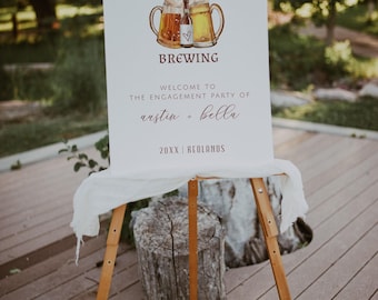 Brewery Engagement Party Welcome Sign Template, Love is Brewing, Engagement Party Easel Sign, Engagement Party Decor, Beer Engagement, B2