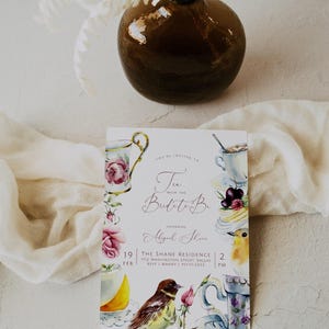 Bridal Tea Party Invitation Template, Editable Bridal Shower Invitation, Vintage Invitation, Bridal Shower Invite, Tea with the Bride-to-Be