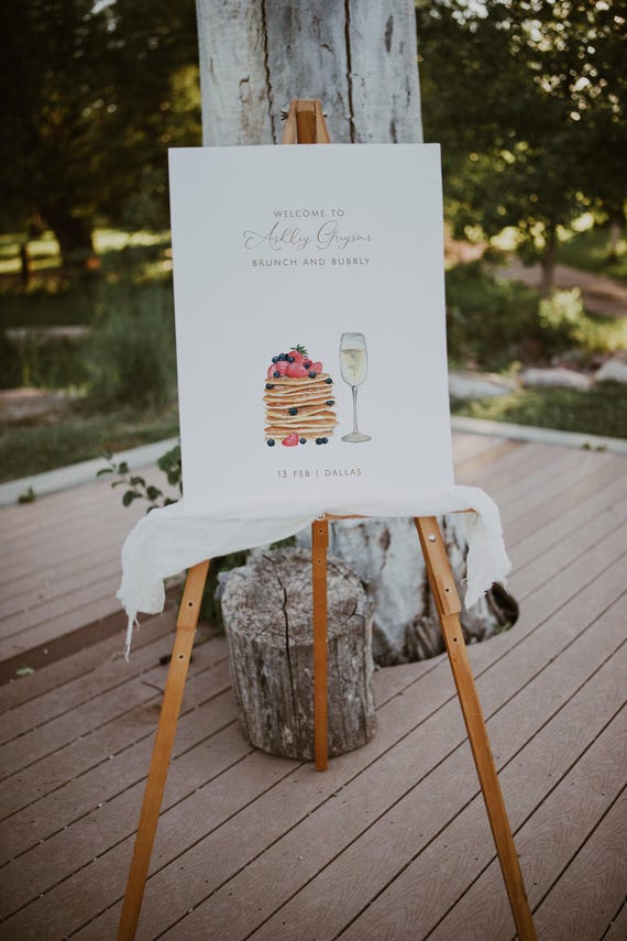 Brunch Welcome Sign Template, Bridal Brunch Welcome Sign, Breakfast Bridal Shower, Bridal Shower Poster, Brunch and Bubbly Easel Sign, B1