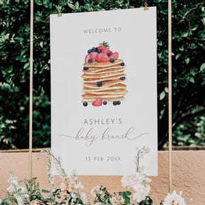 Baby Brunch Welcome Sign Template, Baby Shower Brunch Welcome Sign, Breakfast Baby Shower, Brunch and Baby Easel Sign, B1