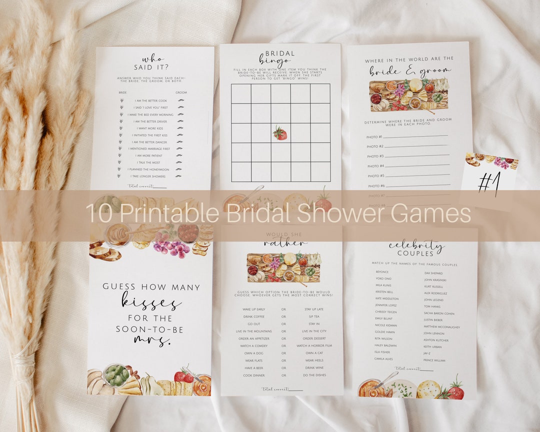 Charcuterie Bridal Shower Game Bundle, Graze Board Bridal Shower