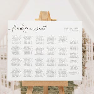 ARCHER Minimalist Seating Chart Template, Editable Wedding Seating Chart, Minimalist Wedding Decor, Modern Wedding, Seating Chart Sign