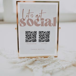 ARABELLA-sjabloon voor social media-teken, retro bord voor kleine bedrijven, bewerkbaar zakelijk bord, QR-bord voor sociale media, ambachtelijk beursbord, stoffige roos