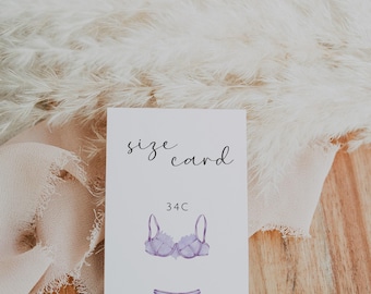 Plantilla de tarjeta de tallas de lencería de charcutería, inserto de tarjeta de lencería para novias, tablero de graze para despedida de soltera, brunch para despedida de soltera, tarjeta de tallas de ropa interior
