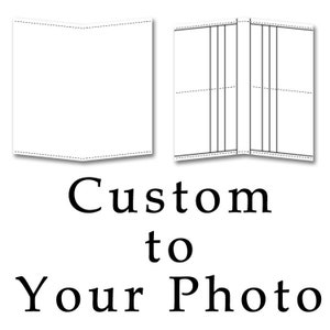May include: A blank template for a wallet with a fold-over design. The template is ready to be customised with a photo. The text "Custom to Your Photo" is printed below the template.