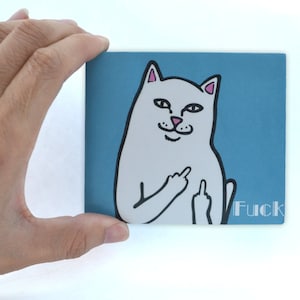 F**king Cat, billetera Tyvek, billetera personalizada, billetera duradera, estuche de fieltro, bolsa con cremallera, el mejor regalo para mujer, cuero, mercado Kraft marrón
