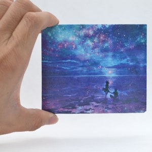 Promesa en el cielo estrellado, billetera Tyvek, billetera personalizada, billetera para hombres cuero genuino, bolso para mujeres, VEGANO, accesorios Tyvek