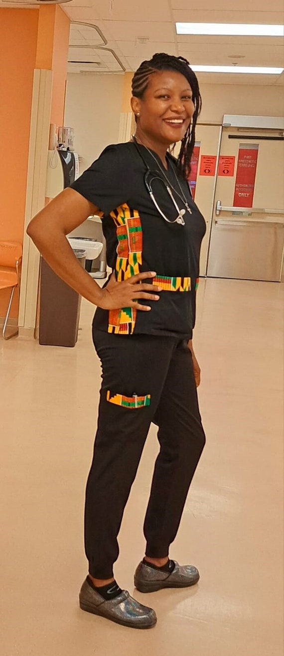 MIX YOUR SIZES Free Cad and & Us Shipping Unisex Kente African Medical  Scrubs Sets, Jogger Scrub Sets 4 Way Stretch. V Neck, Sizes S-3XL -   Canada