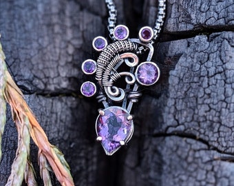 Amethyst Wire Wrapped Pendant in Sterling Silver by JMJ Jewelry Design