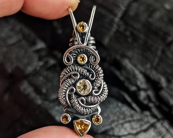 Citrine Wire Wrapped Pendant by JMJ Jewelry Design