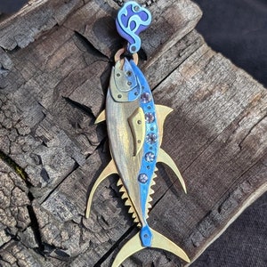 Yellowfin Tuna Necklace with Tanzanite in Titanium by JMJ Jewelry Design