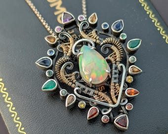 Opal Wire Wrap Pendant by JMJ Jewelry Design