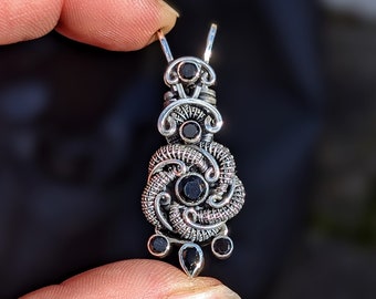 Black Onyx Wire Wrapped Pendant by JMJ Jewelry Design