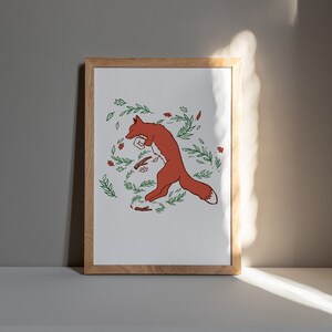Fuchs Tier Letterpress Kunstdruck