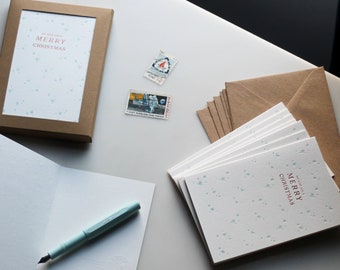 We Wish You A Merry Christmas Pack of 8 Luxury Letterpress Christmas Cards