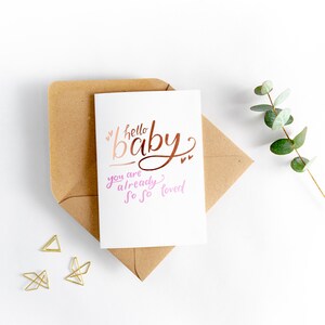 Bonjour bébé vous êtes déjà si aimé carte rose