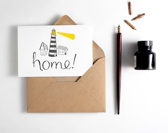 Home Lighthouse New Home Card - printed on earth-friendly paper made from recycled coffee cups