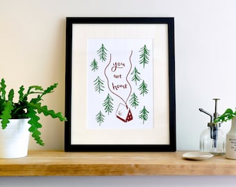 You Are Home A4 Letterpress Art Print