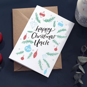 Carte heureuse de baubles d’oncle de Noel
