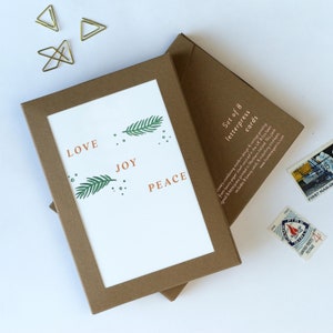 Love Joy Peace Christmas Set di 8 carte bianche