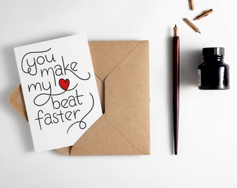 You Make My Heart Beat Faster Letterpress Card