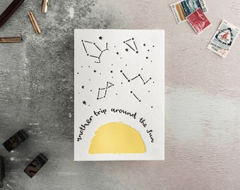 Another Trip Around The Sun Letterpress Birthday Card