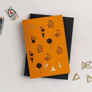 Happy Birthday Pal Card - imprimé sur du papier respectueux de la terre fabriqué à partir de tasses à café recyclées