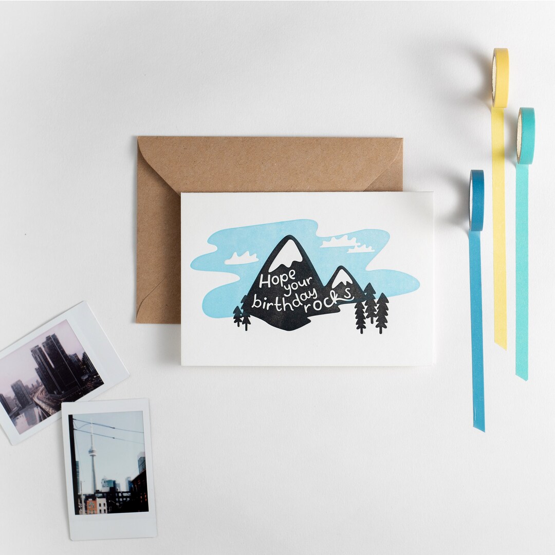 Hope Your Birthday Rocks Card - Minimal, Illustrated, Hand Drawn Type ...