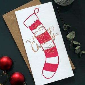 Cartão de carteira de dinheiro com meia de feliz Natal