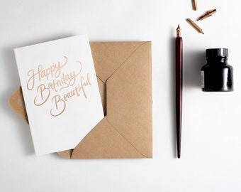 Happy Birthday Beautiful Foiled Letterpress Card