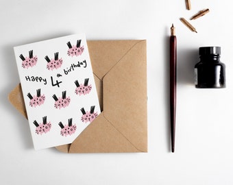 Happy 4th Birthday! - Fourth Birthday Rabbits Letterpress Card